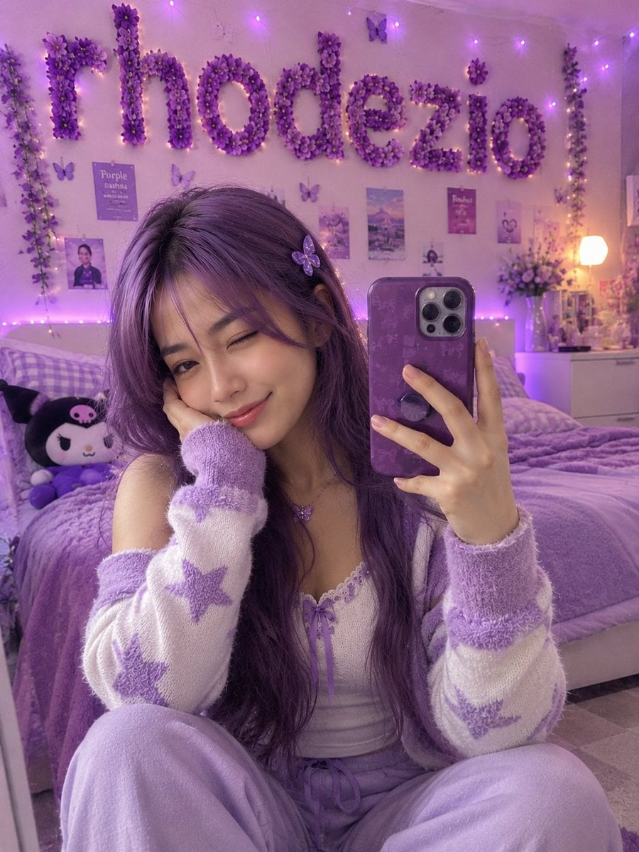 Authentic Lavender Aesthetic Selfie — AI image template example
