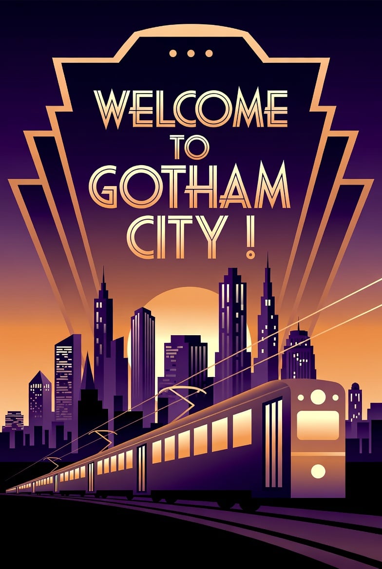 Art Deco Gotham Tram Poster