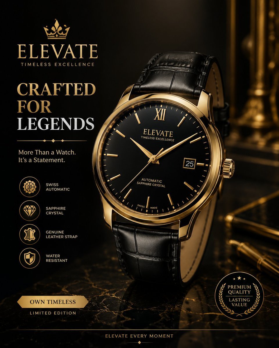 Luxury Wristwatch Mockup Advertisement — AI image template example