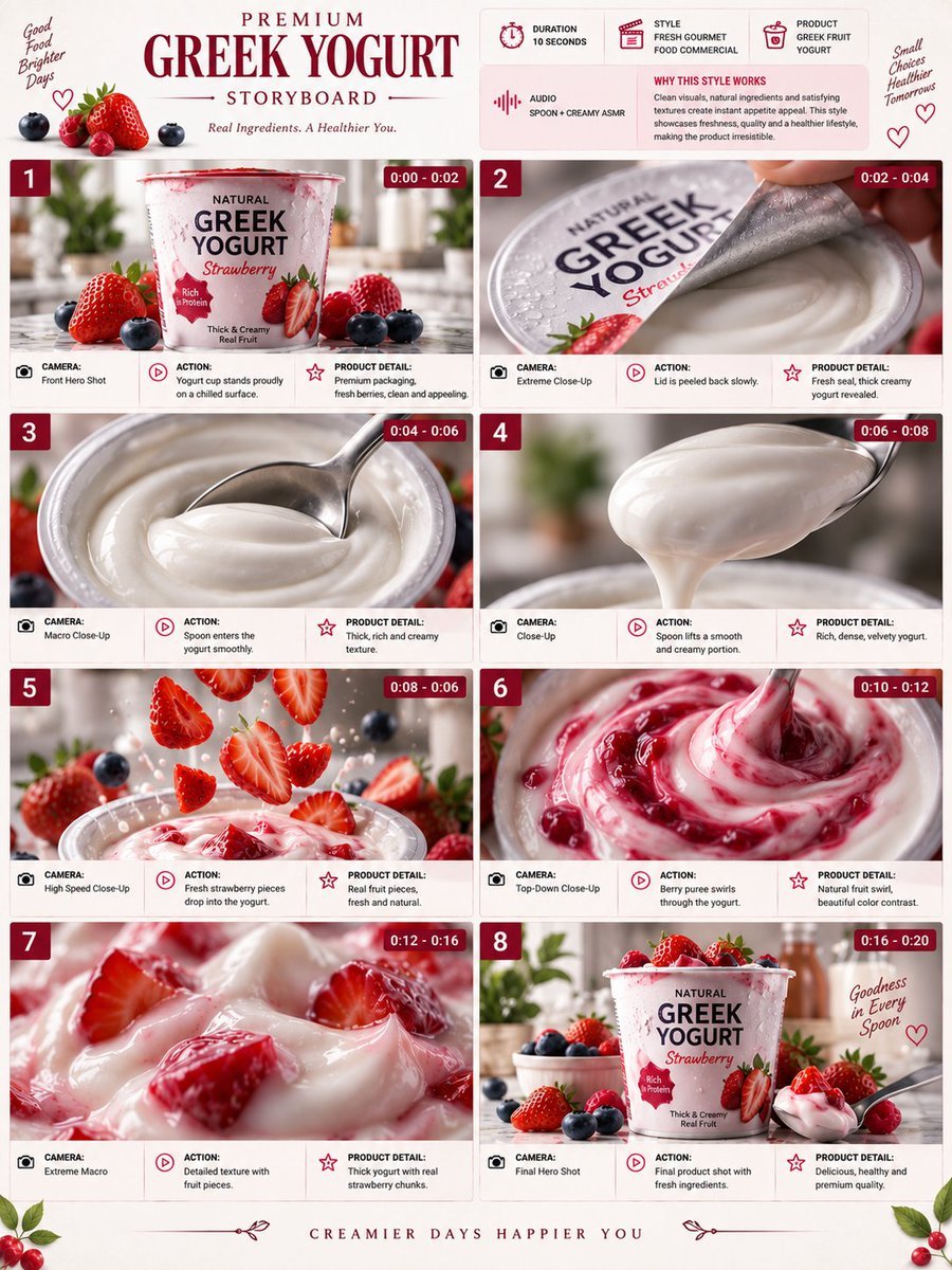Premium Yogurt Commercial Storyboard