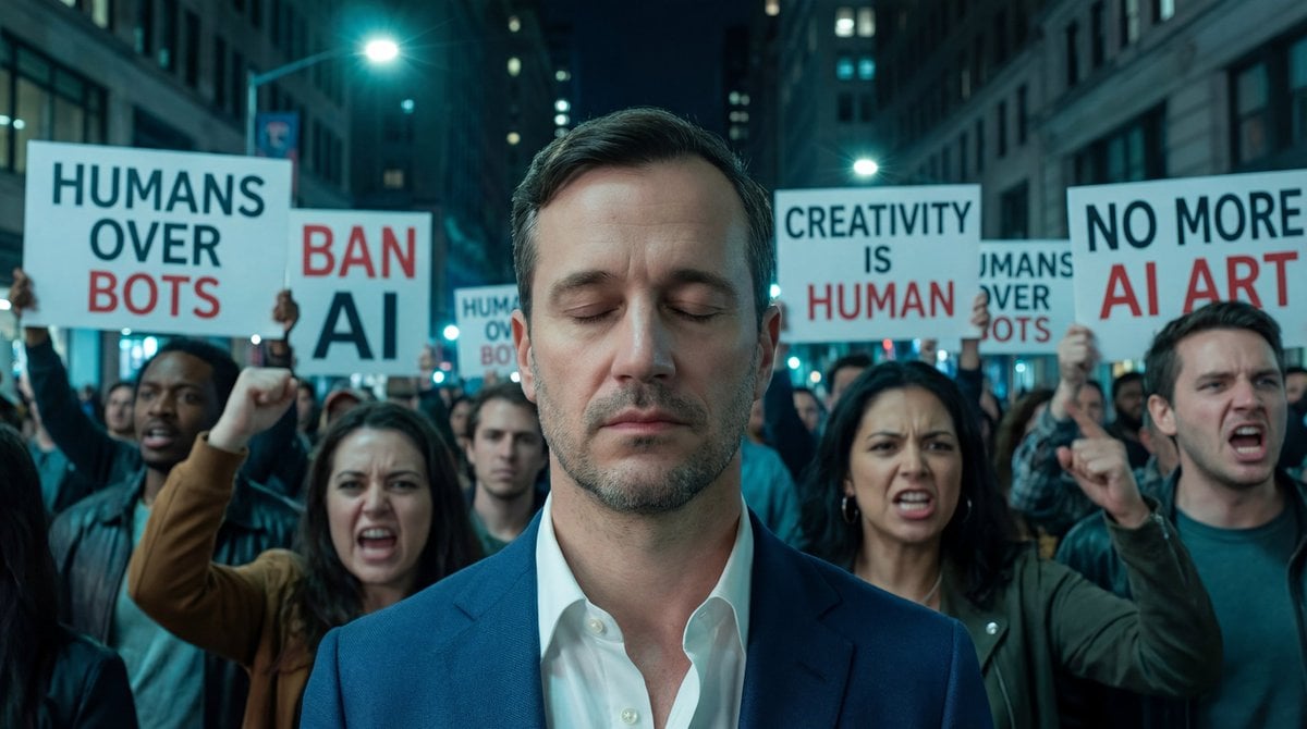 Image-to-Image: Changing Background to Anti-AI Protest