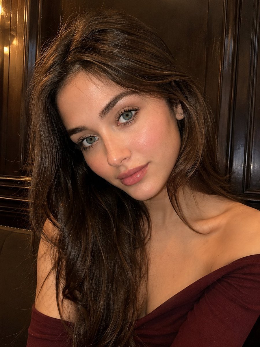 Realistic Woman Portrait with Wood Background