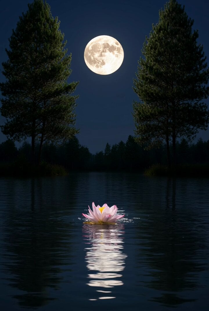 Grok Imagine prompt for a nighttime lake scene