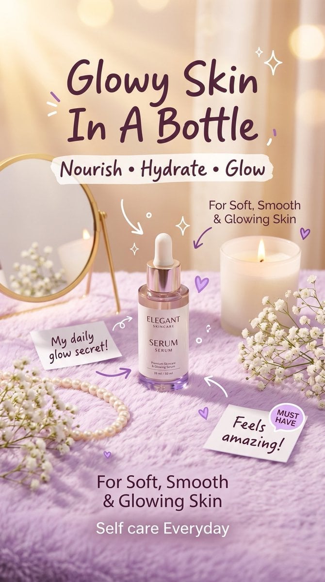 Luxury aesthetic skincare advertisement,soft pastel background, warm