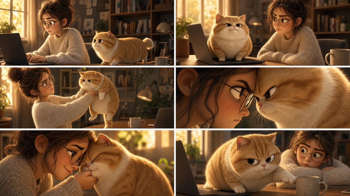 Pixar Cat Desk Storyboard