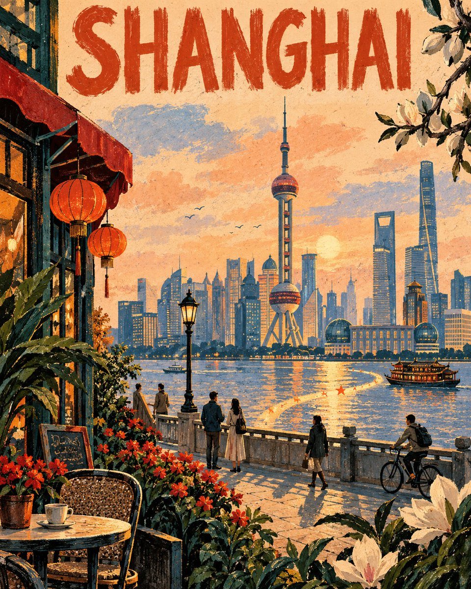 Geometric Landmark City Poster — AI image template example