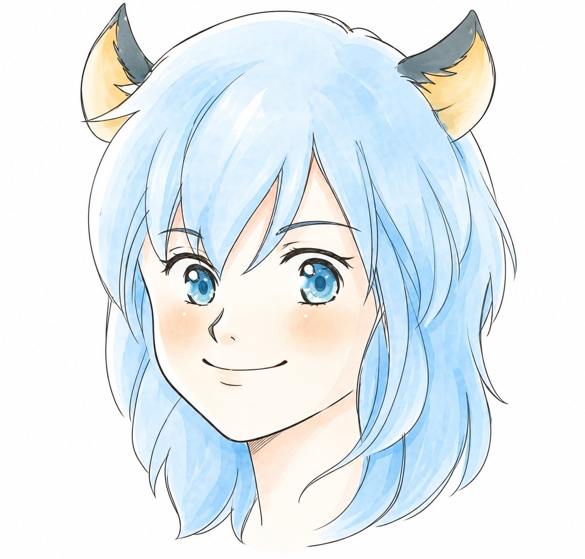 Polished Watercolor Kemomimi Portrait — AI image template example