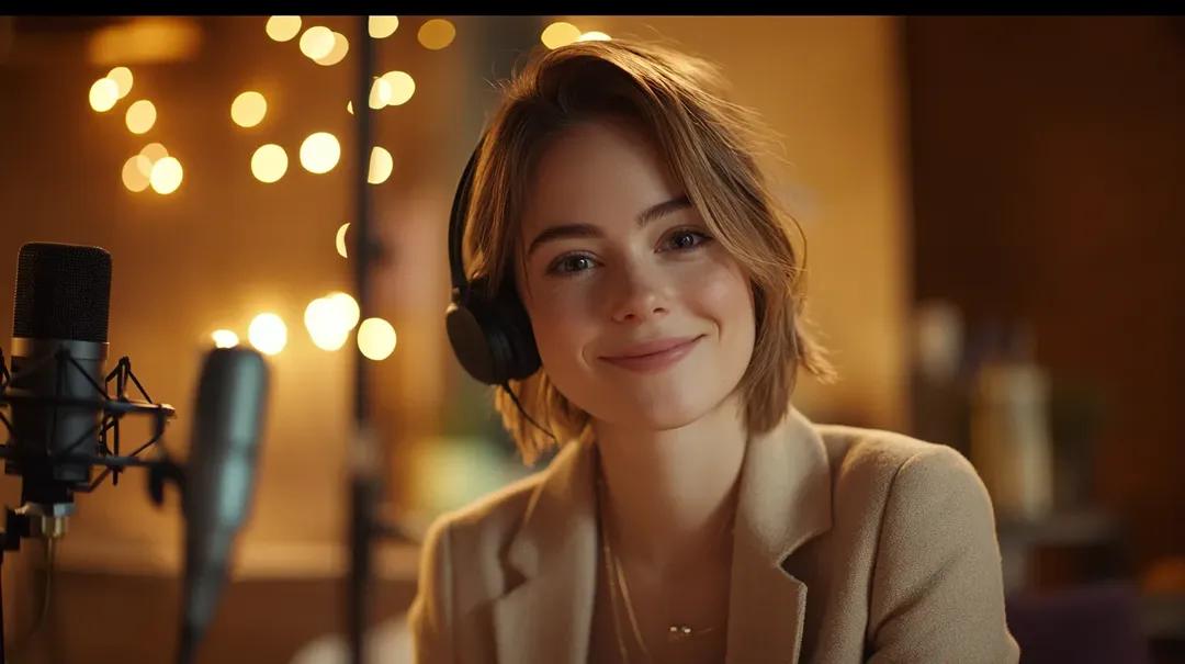 Cinematic Editorial Portrait of a Podcast Host