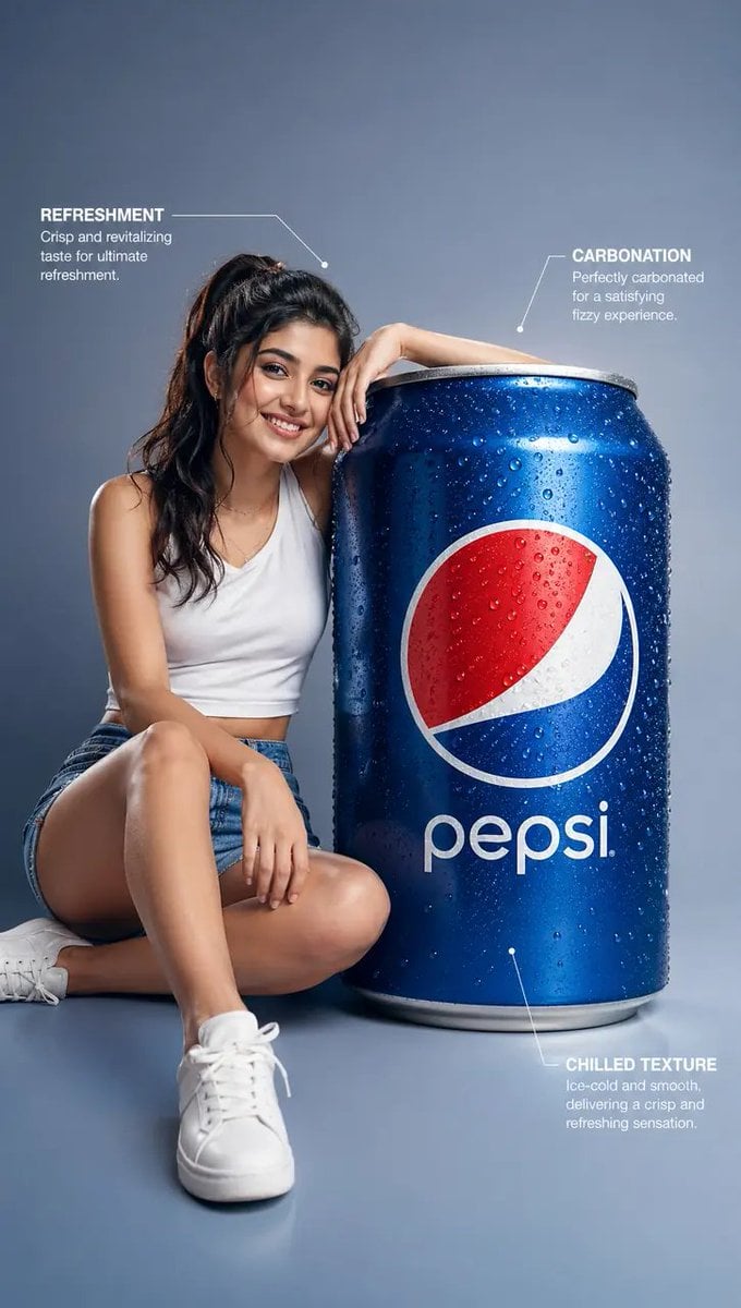 Surreal Giant Beverage Can Advertisement — AI image template example