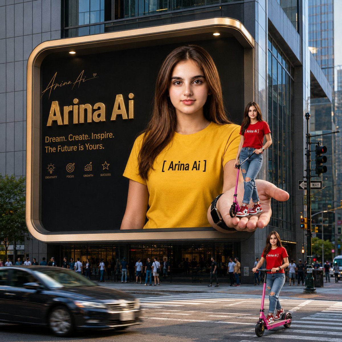 Anamorphic Arina Ai City Billboard — AI image template example