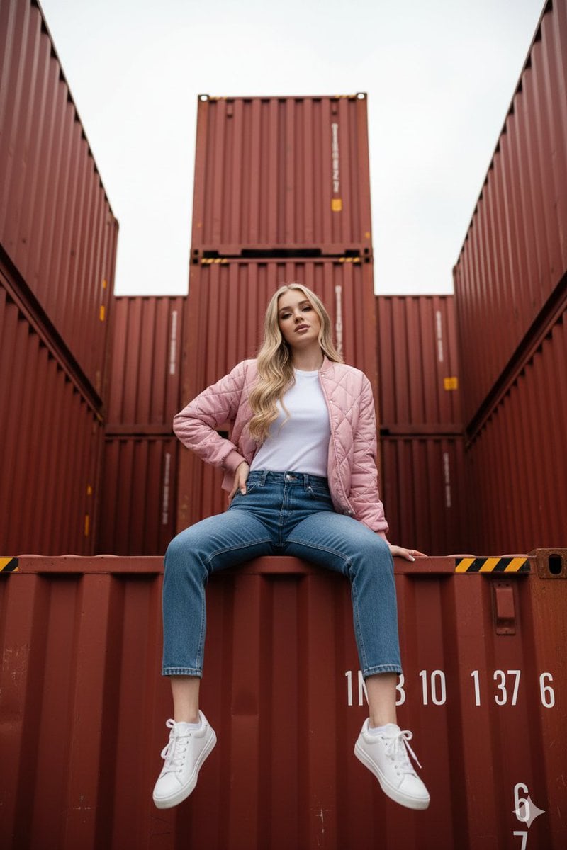 Industrial Shipping Container Streetwear Portrait Prompt