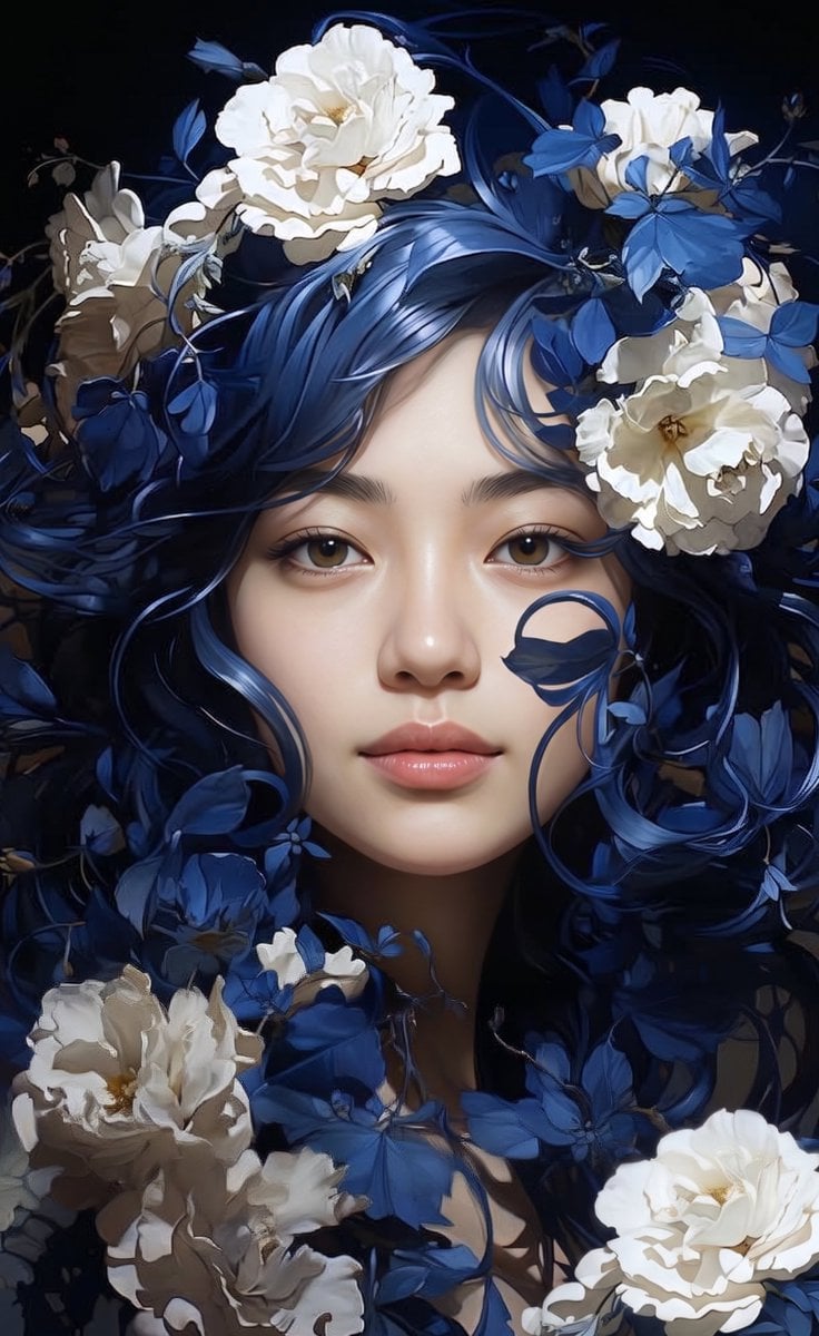 Ethereal Floral Portrait — AI image template example