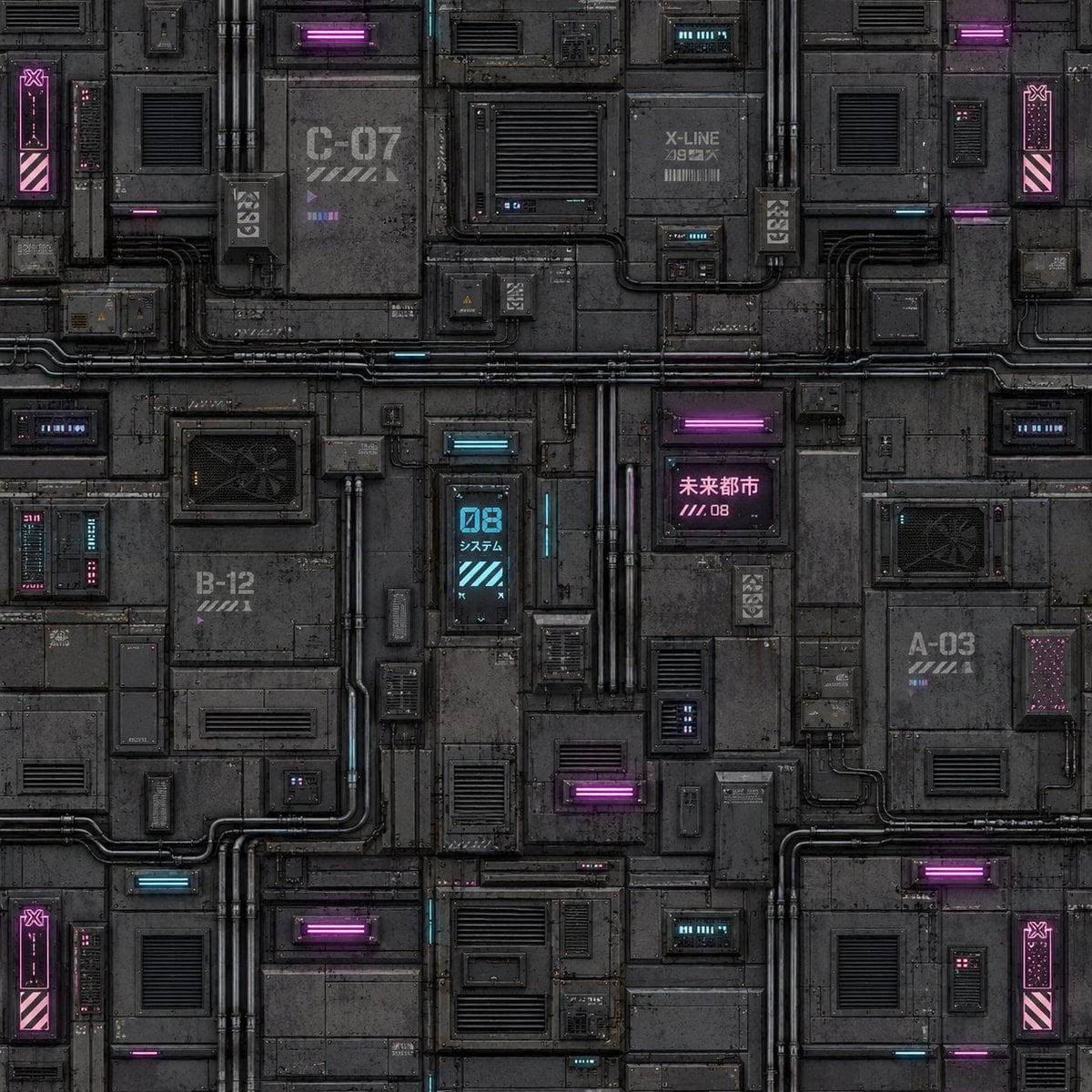 Cyberpunk Building Wall Texture