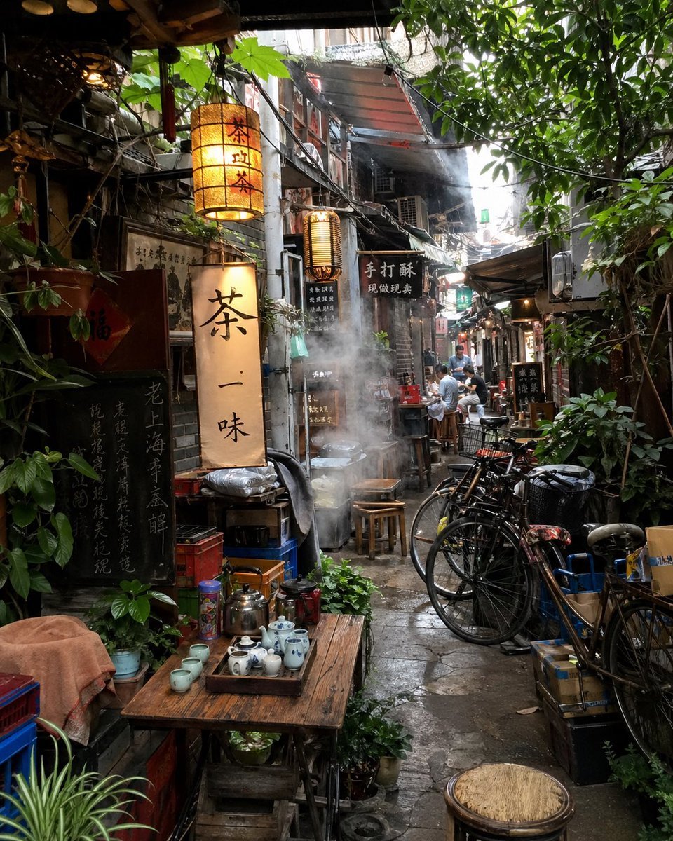 Atmospheric Tea Alley Street Scene