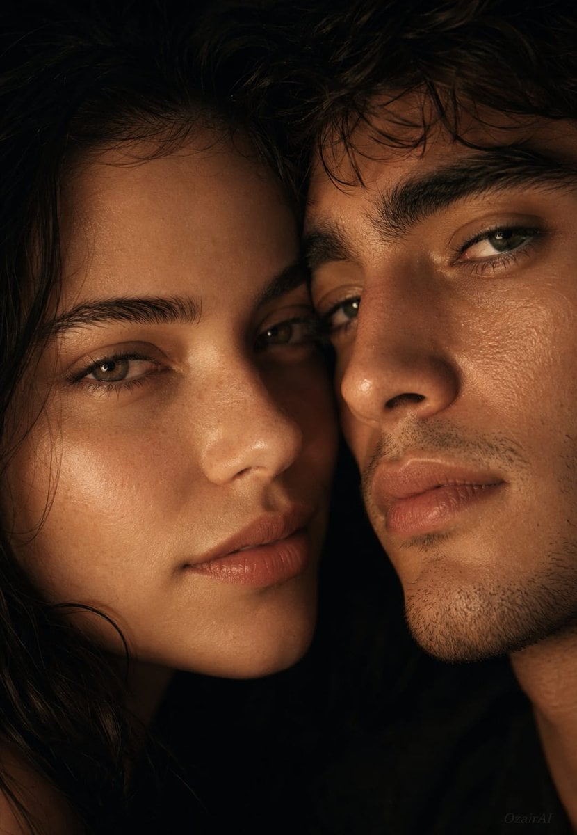 Intimate Cinematic Couple Portrait — AI image template example