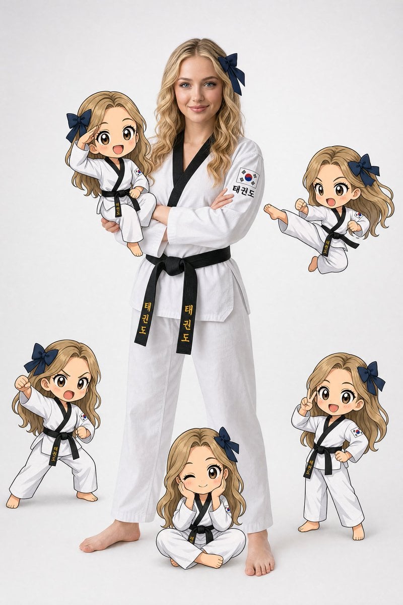 Taekwondo Woman and Chibi Versions