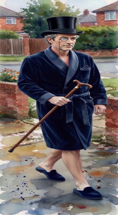 Elegant British Man Walking Down Residential Street