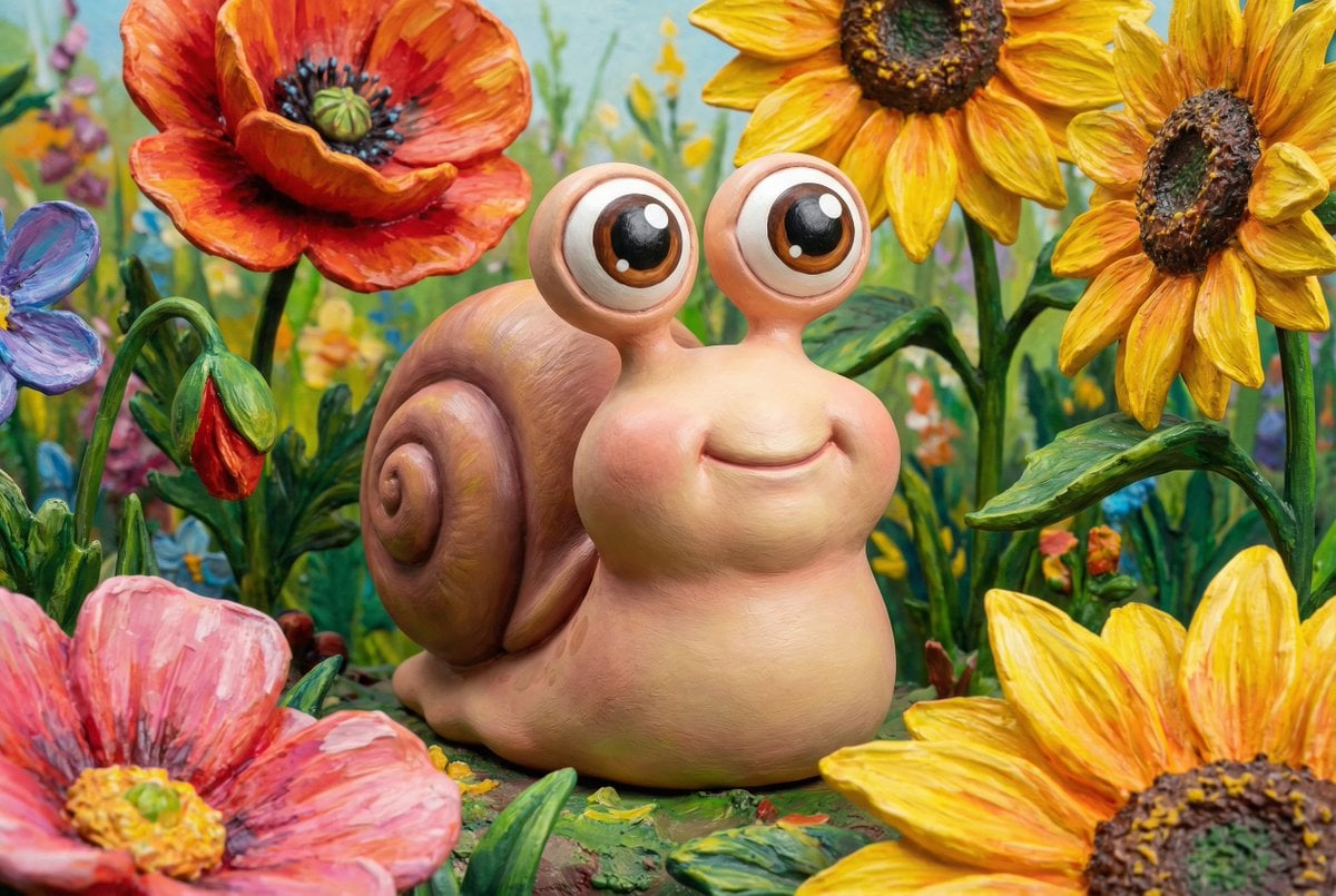 Painted Chibi Snail Macro View