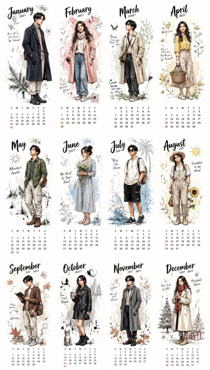 Aesthetic 2027 Desk Calendar