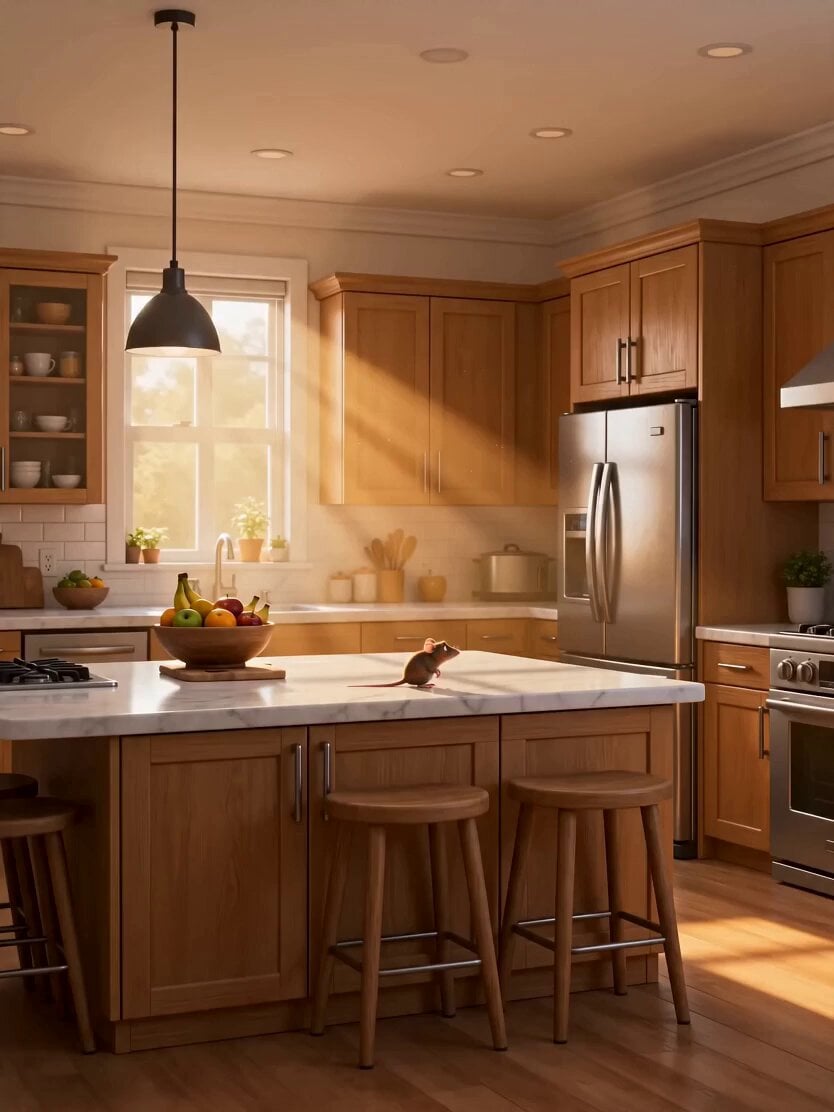 Pixar-Style Cat and Mouse Kitchen Friendship