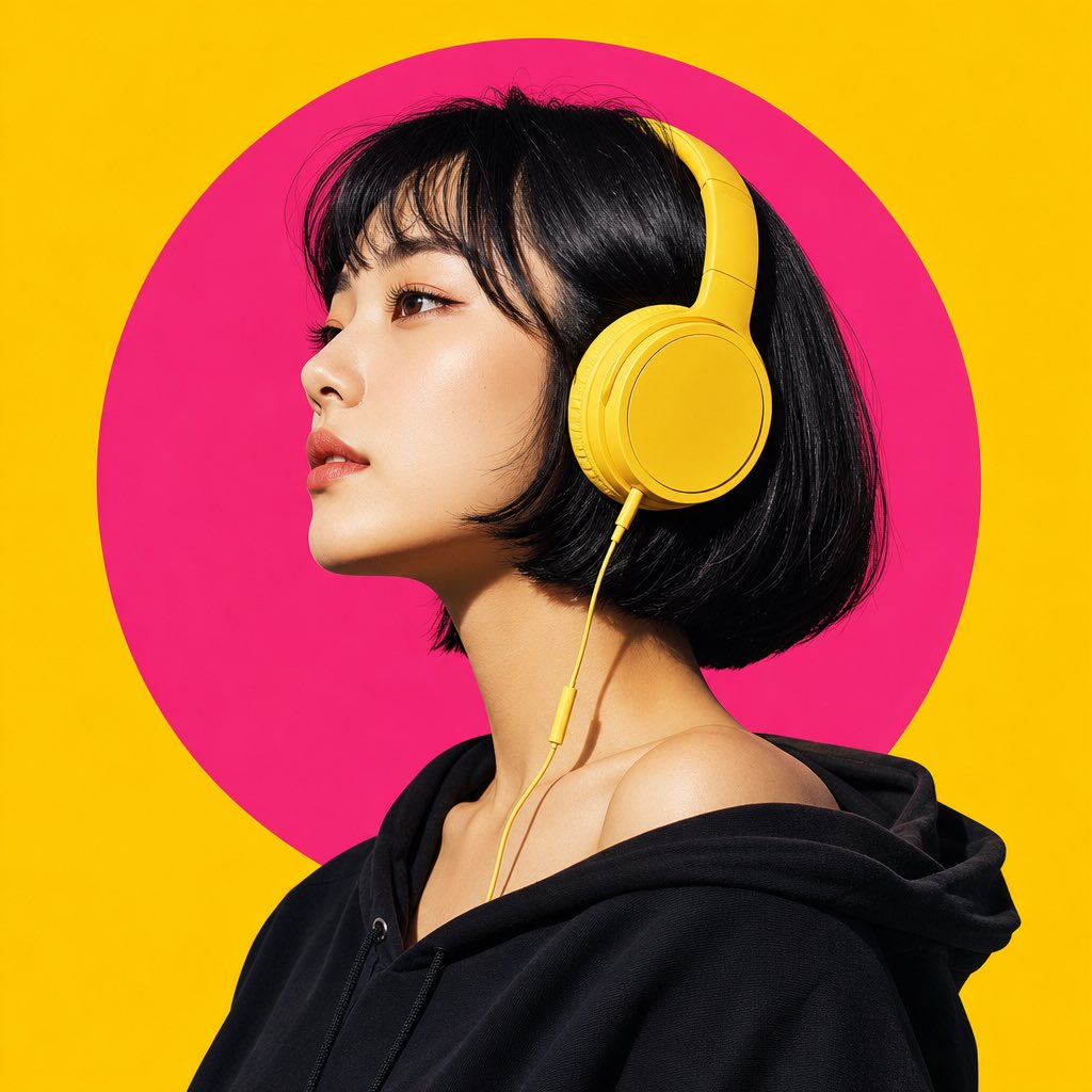 Pop-Art Portrait of East Asian Woman — AI image template example