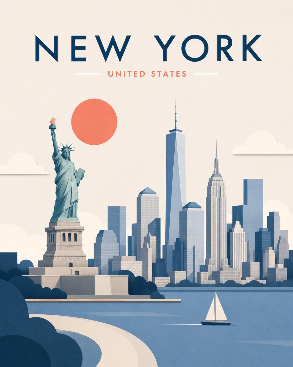 Minimalist Layered Travel Poster Illustration — AI image template example