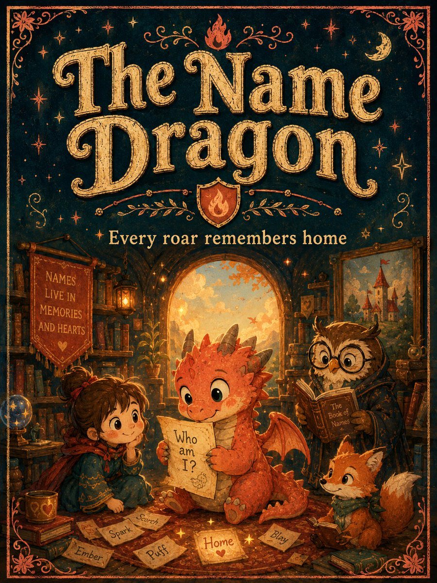 Vintage Name Dragon Storybook Poster