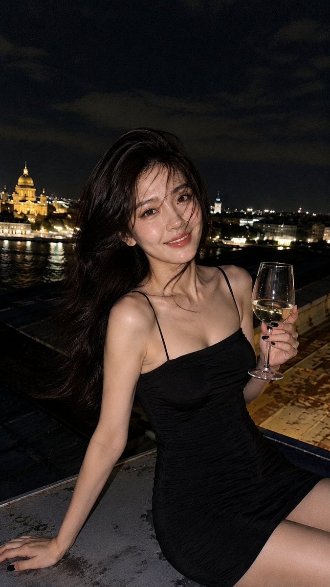 Night Rooftop Portrait in St. Petersburg reference image 1
