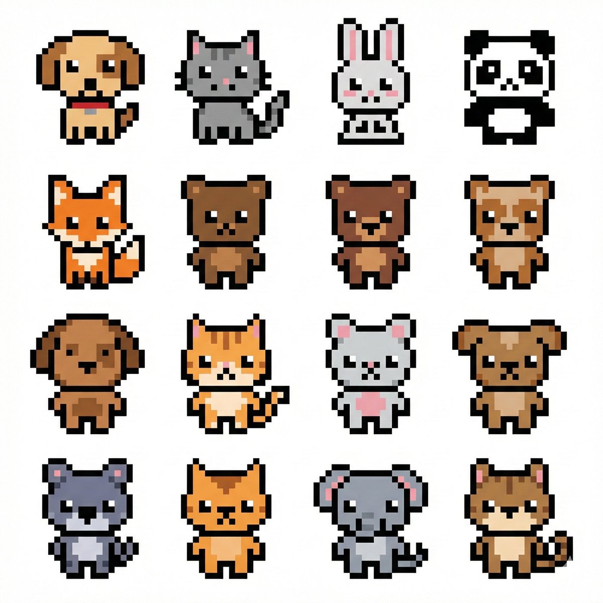 Pixel Art Animal Grid for APNG