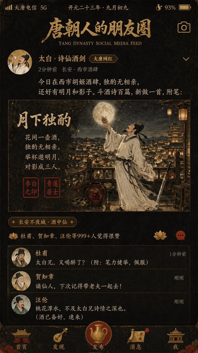 Tang Dynasty Social Feed Poster