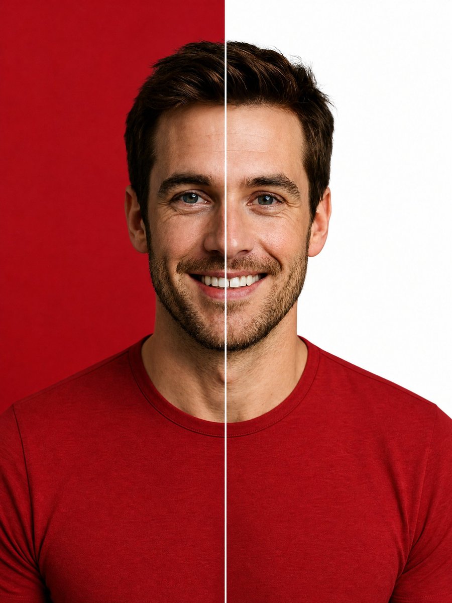 Split Background Studio Portrait — AI image template example