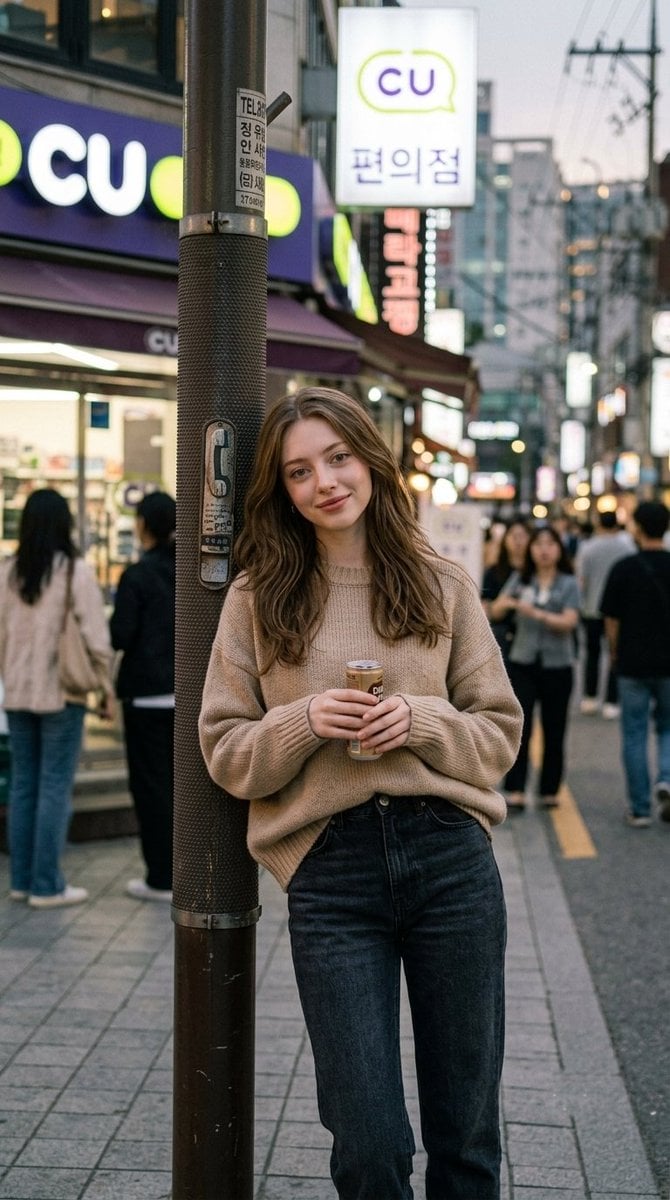 Korean Casual Fashion Portrait — AI image template example