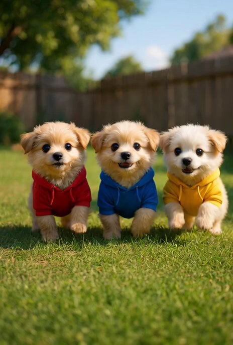Dancing Puppies in Hoodies