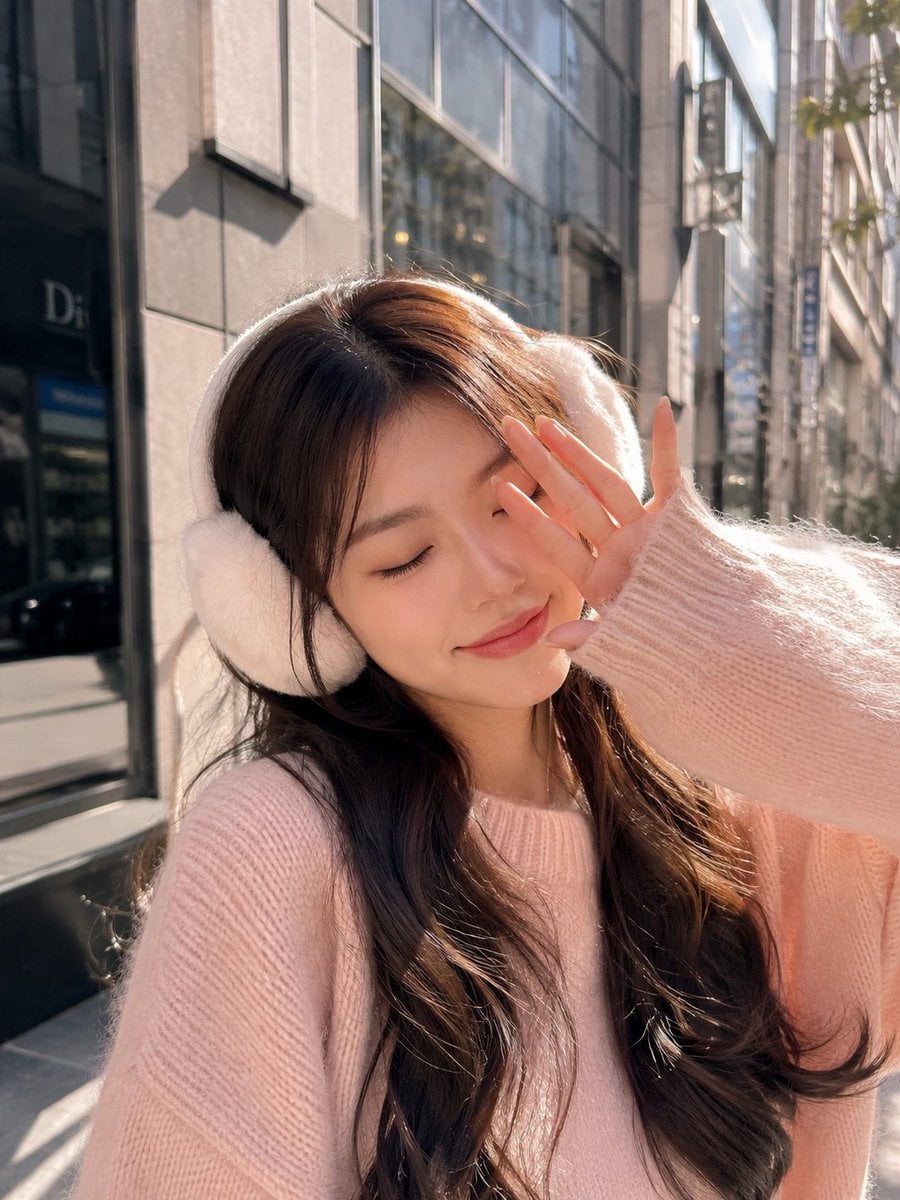 Cozy Winter Street Portrait — AI image template example