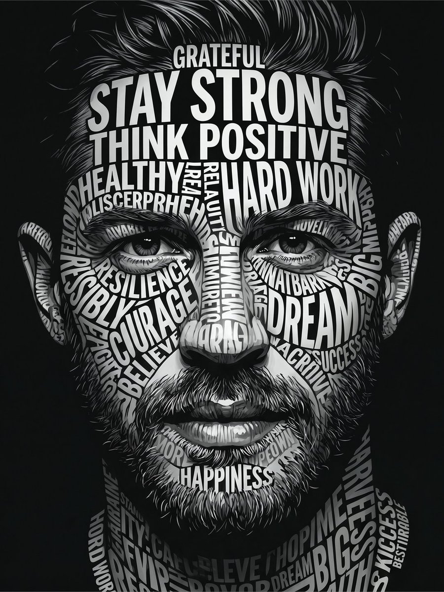 Motivational Word Portrait Art — AI image template example