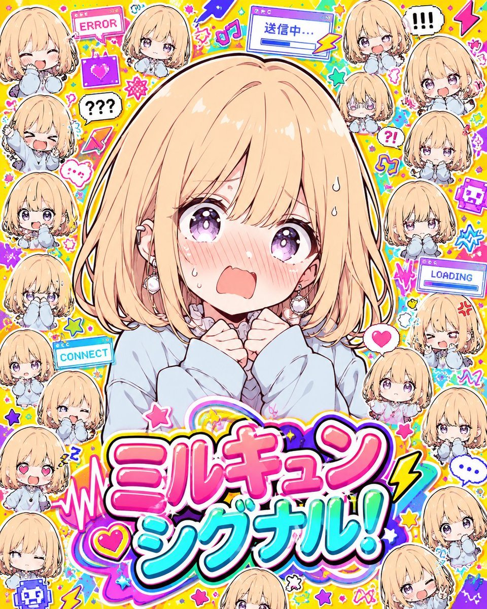 Kawaii Anime Emotion Collage Poster — AI image template example