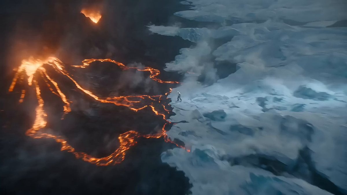 Epic Ice and Fire Disaster Action Prompt