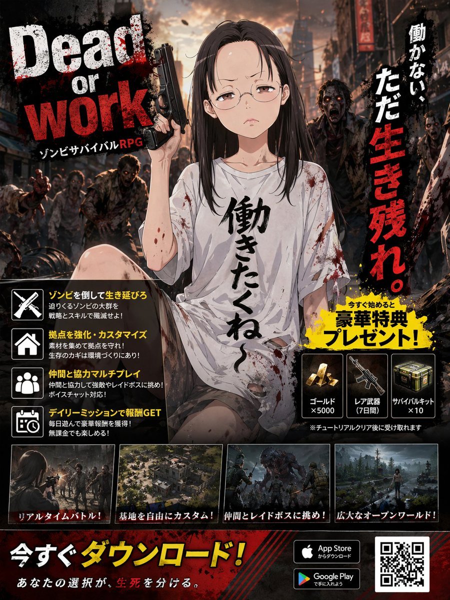 Zombie Survival RPG Anime Ad Poster
