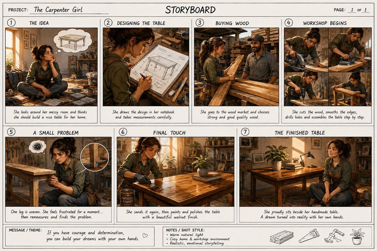 Professional Cinematic Film Storyboard — AI image template example