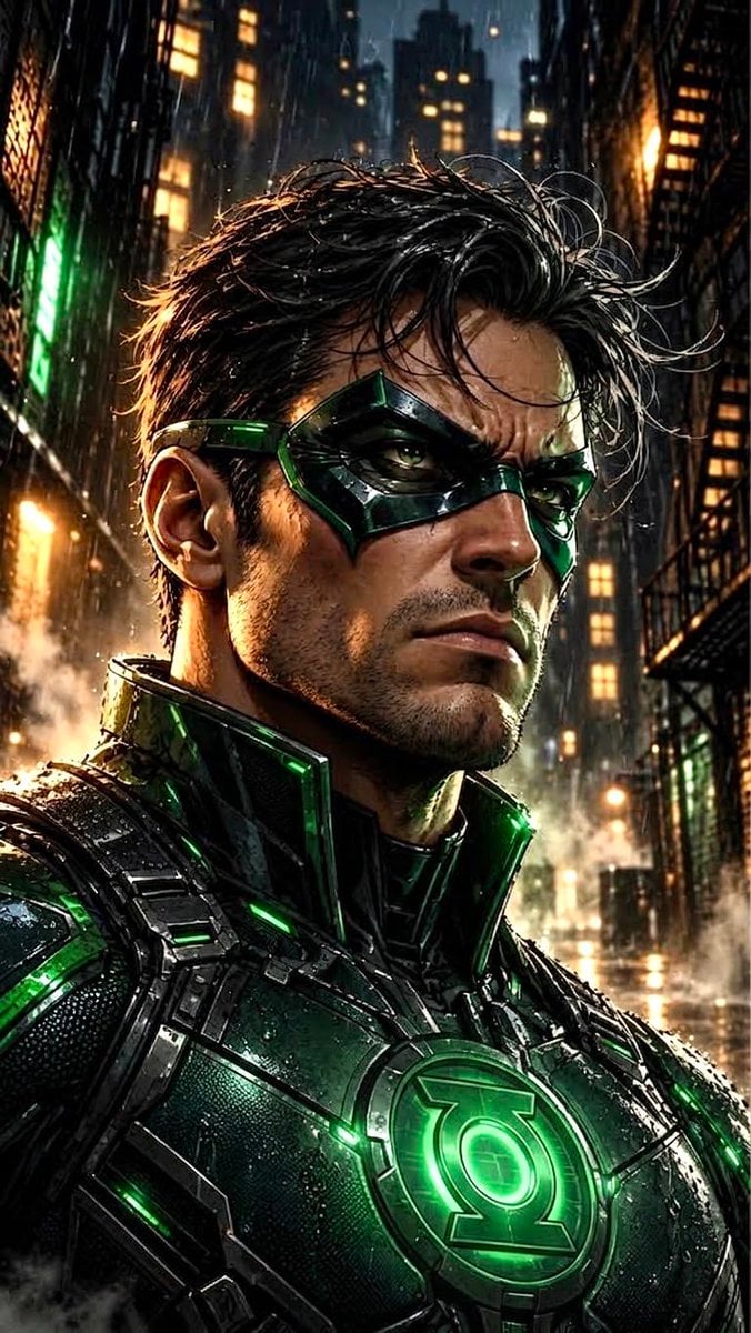 Dramatic Green Lantern Comic Portrait