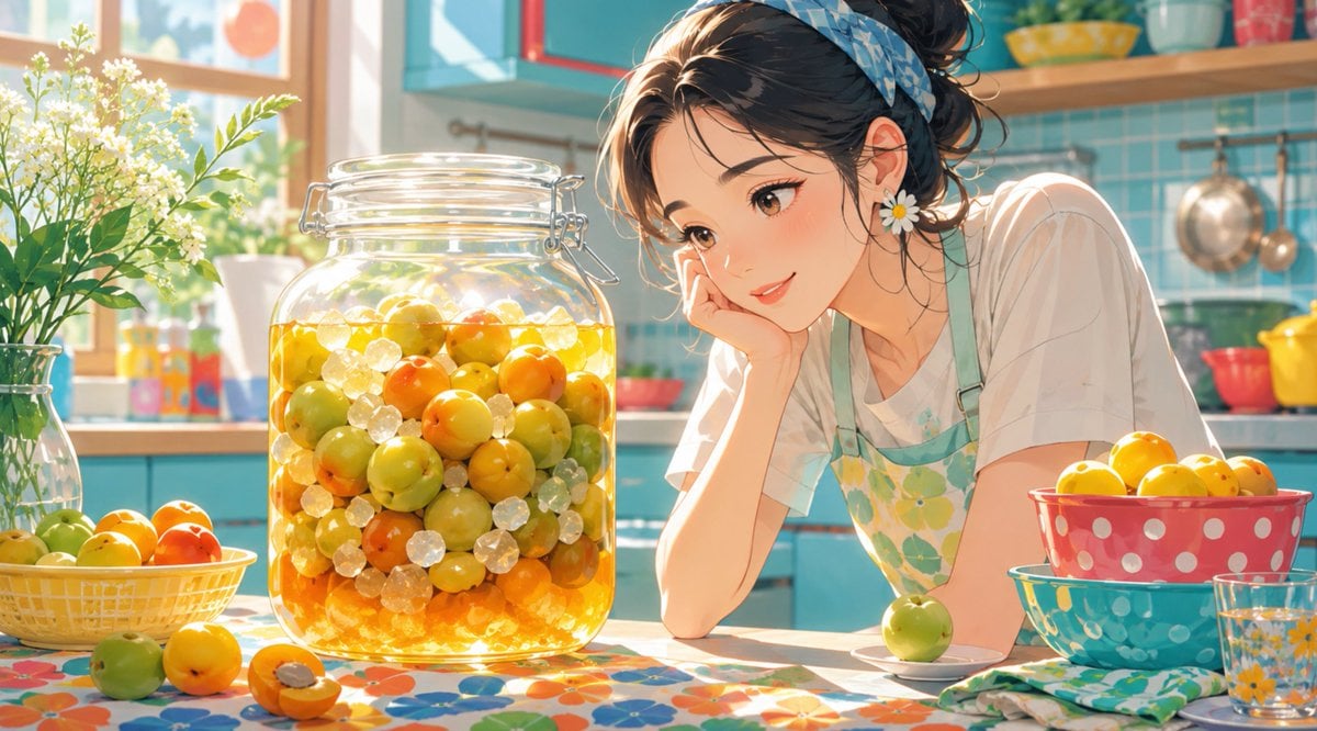 Anime Kitchen Plum Syrup Scene — AI image template example