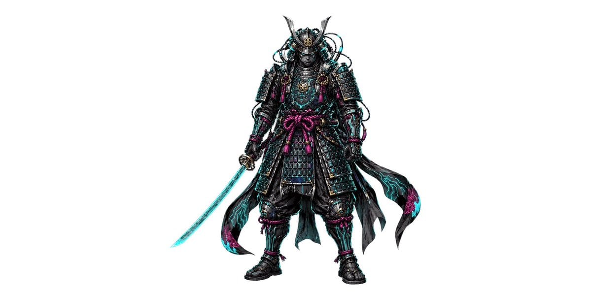 Neon Chibi Cyber Samurai Pixel Art reference image 1