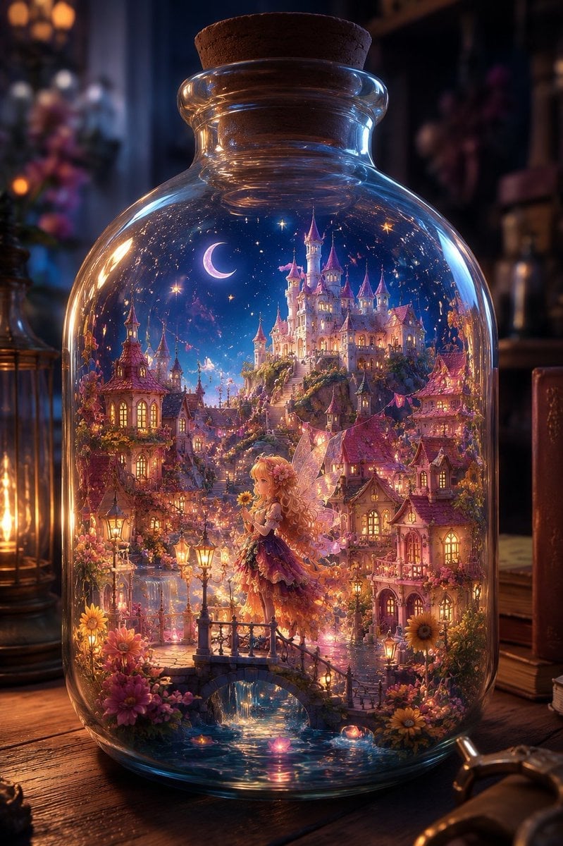 Sunflower Fairy World in a Bottle