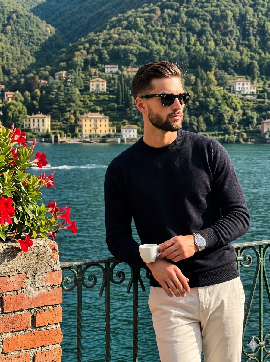 Italian Riviera Vacation Portrait — AI image template example
