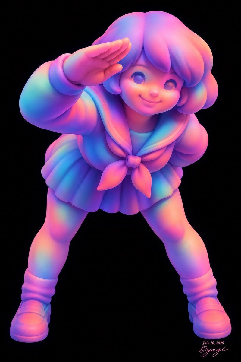Neon Chibi Sailor Salute
