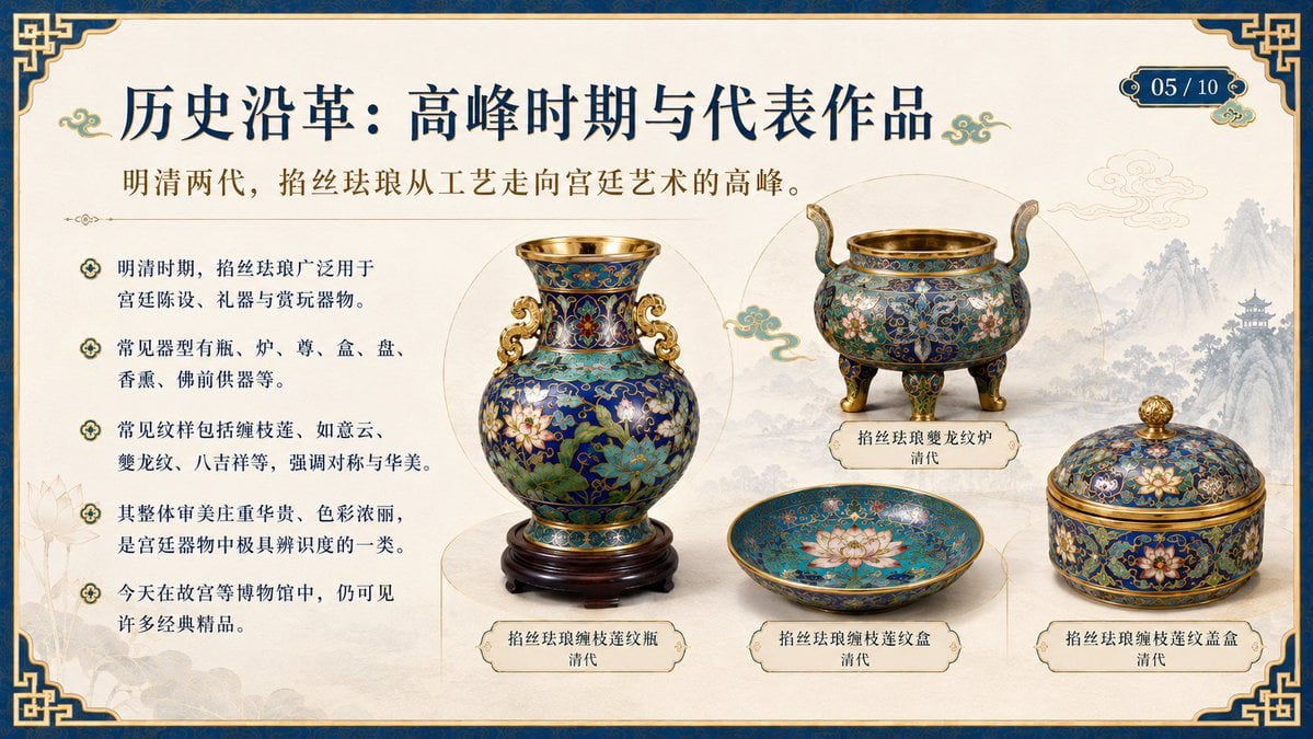 Chinese Cloisonné History PPT Slide