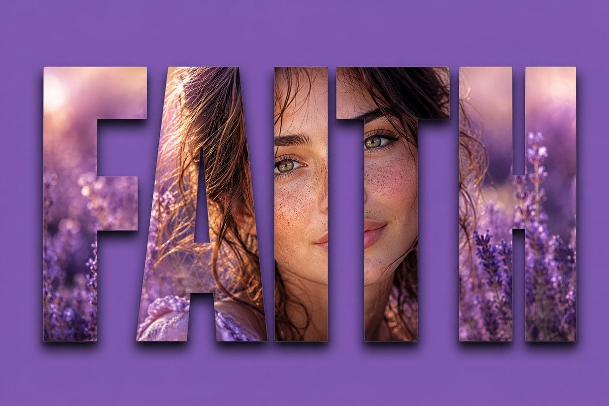 Text Masking Double Exposure Graphic — AI image template example