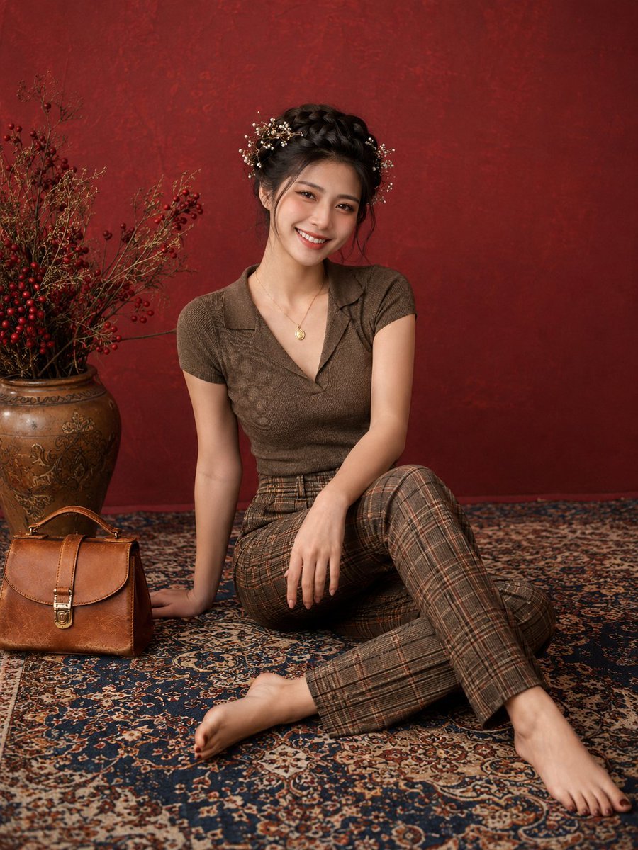 Elegant Studio Rug Portrait — AI image template example
