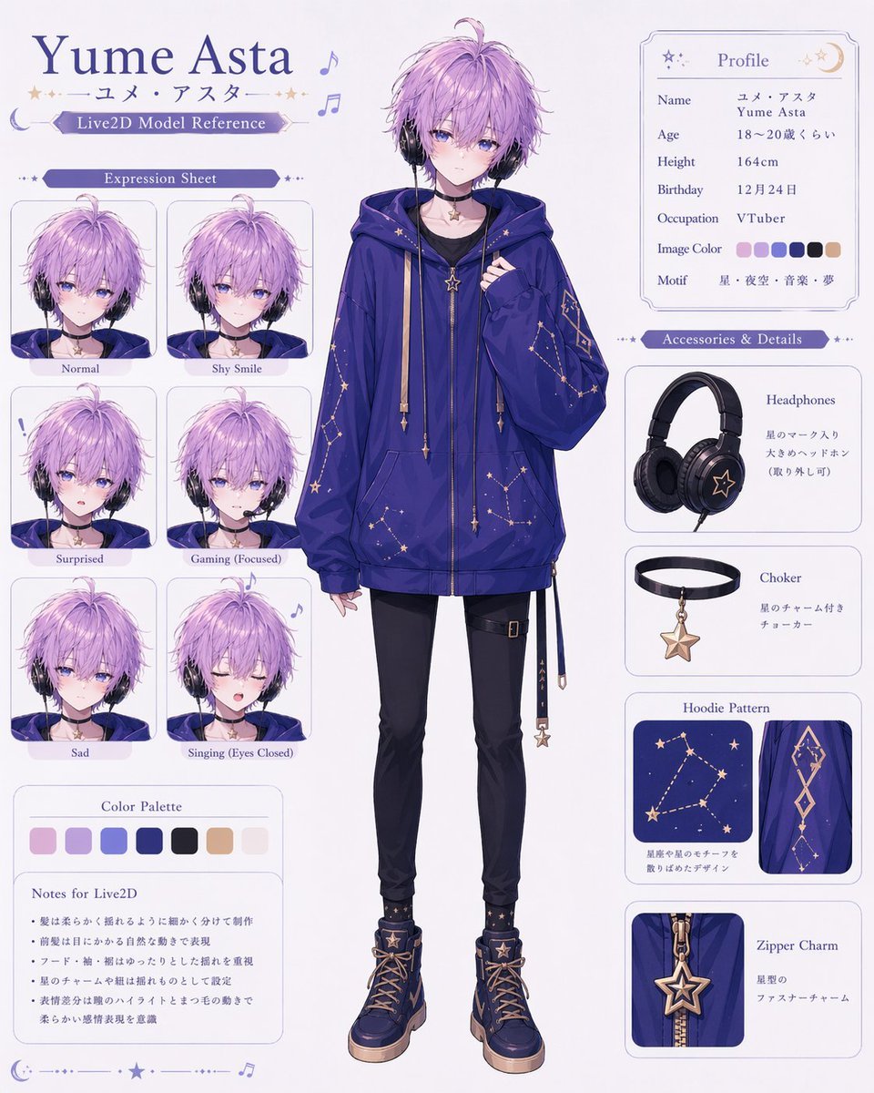 VTuber Debut Poster from Character Sheet reference image 1