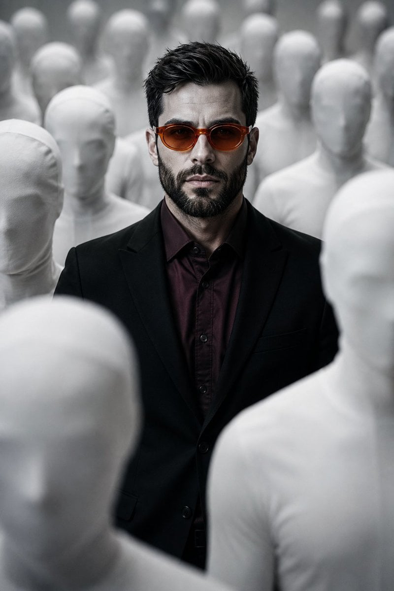 Surreal Faceless Figures Portrait